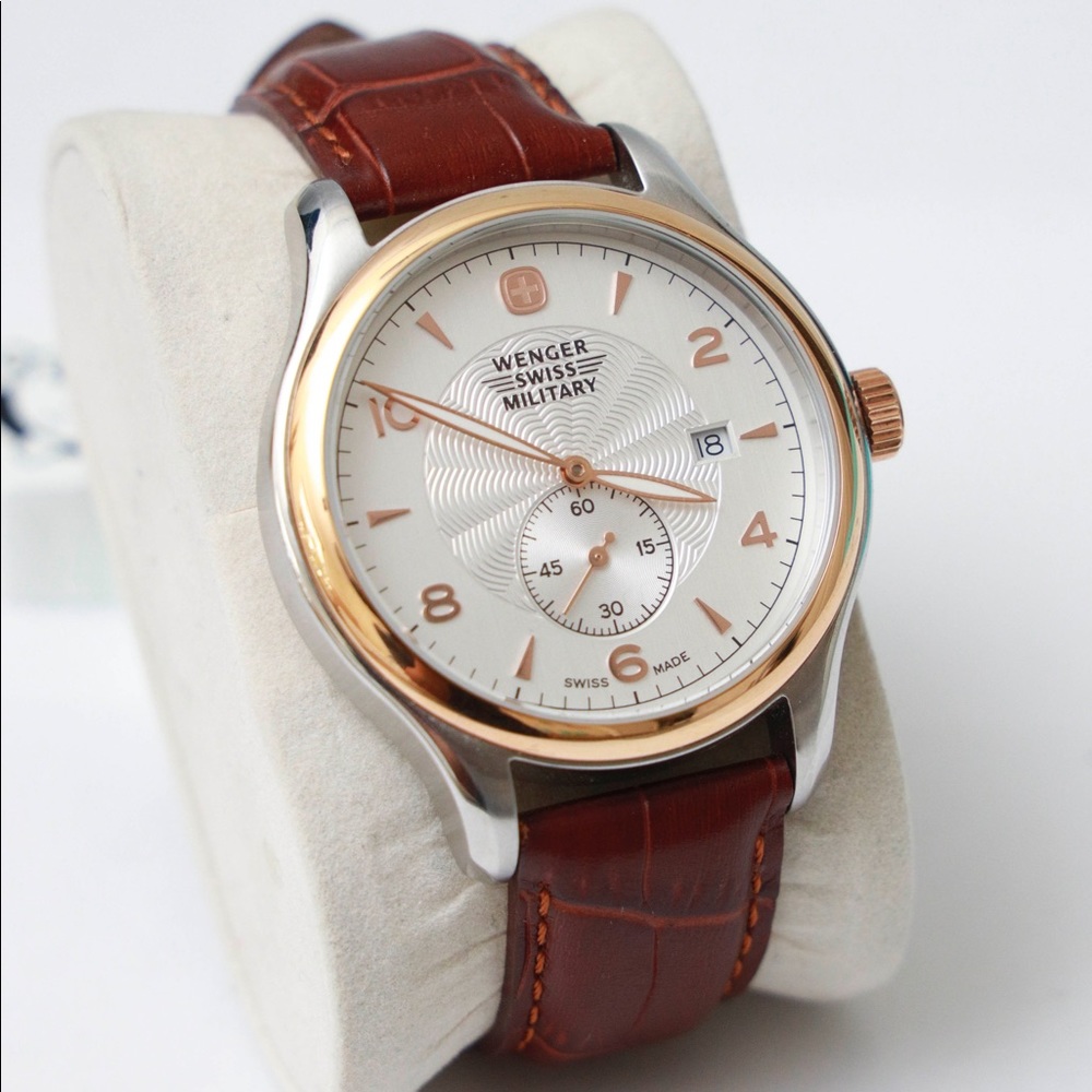 Wenger dress watch, white dial and brown leather band